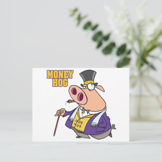 cartoon met grappig varkensvlees briefkaart (Staand voorkant)