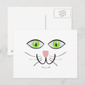 Cartoon met groene ogen kattengezicht briefkaart (Voorkant / Achterkant)