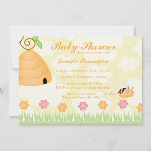 Cartoon met hommel voor baby shower van suikerbiet kaart (Voorkant)
