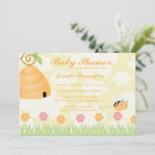Cartoon met hommel voor baby shower van suikerbiet kaart (Staand voorkant)