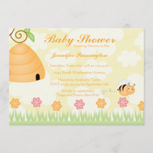 Cartoon met hommel voor baby shower van suikerbiet kaart