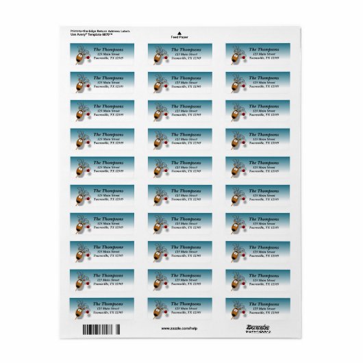 Cartoon met kerstbal etiket (Full Sheet)