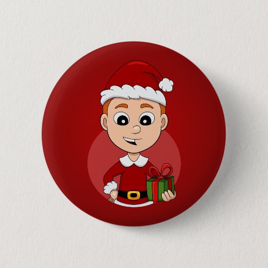 Cartoon met kerstman ronde button 5,7 cm (Voorkant)