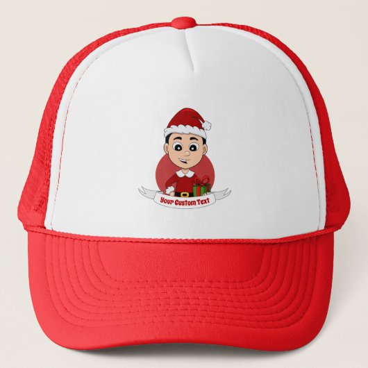 Cartoon met kerstman Trucker Hat Pet (Voorkant)