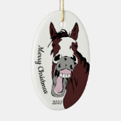 Cartoon met kerstmis op maat keramisch ornament (Rechts)