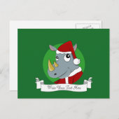 Cartoon met kerstrinoceros feestdagenkaart (Voorkant / Achterkant)