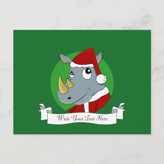 Cartoon met kerstrinoceros feestdagenkaart (Voorkant)