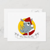 Cartoon met kerstrinoceros feestdagenkaart (Voorkant / Achterkant)