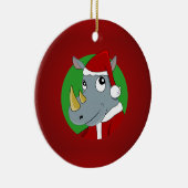 Cartoon met kerstrinoceros keramisch ornament (Rechts)