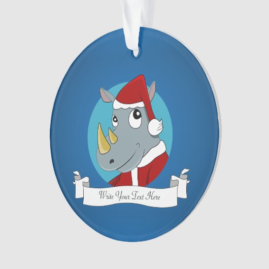 Cartoon met kerstrinoceros ornament (voorkant)