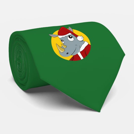 Cartoon met kerstrinoceros stropdas (Opgerold)