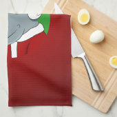 Cartoon met kerstrinoceros theedoek (Quarter Fold)