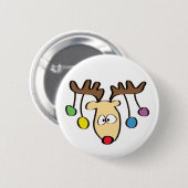 Cartoon met kersttaart Roodneus rendiertje Ronde Button 5,7 Cm (Voorkant /achterkant)