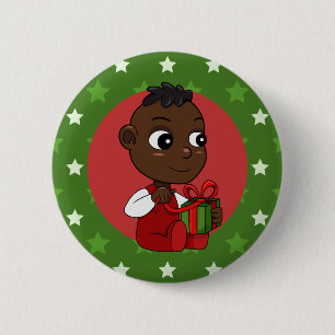 Cartoon met kersttang baby ronde button 5,7 cm