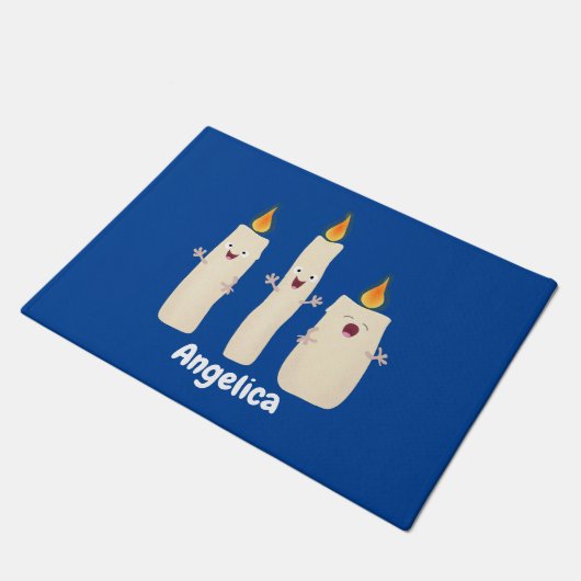 Cartoon met kutzend kaars deurmat (Schuin)