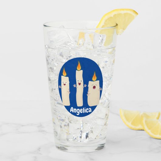 Cartoon met kutzend kaars glas (Achterkant ijs)