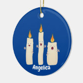 Cartoon met kutzend kaars keramisch ornament (Links)