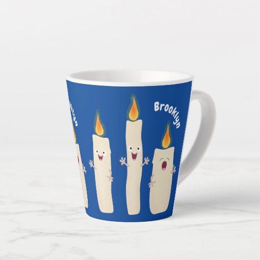 Cartoon met kutzend kaars latte mok (Rechterhoek)