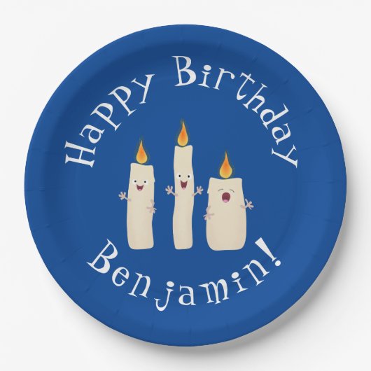 Cartoon met kutzend kaars papieren bordje (Voorkant)