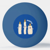 Cartoon met kutzend kaars pingpongbal (Achterkant)