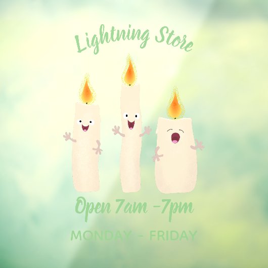 Cartoon met kutzend kaars raamsticker (Vel 3)