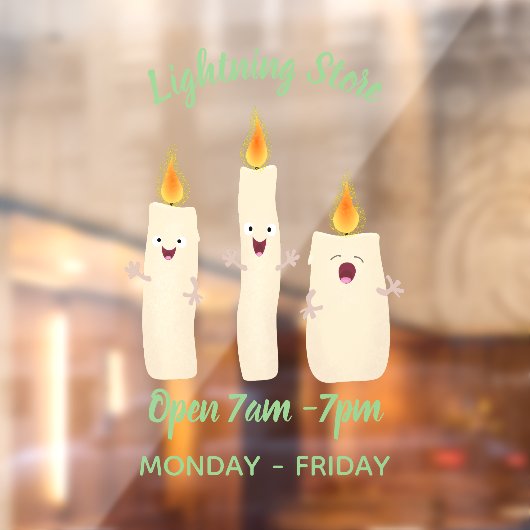 Cartoon met kutzend kaars raamsticker (Vel 2)