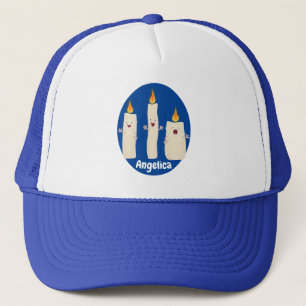 Cartoon met kutzend kaars trucker pet