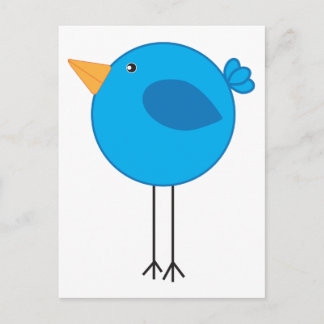 Cartoon met lange leggblauw briefkaart