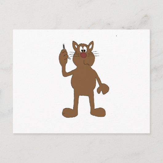 Cartoon met mobiele telefoon briefkaart (Voorkant)