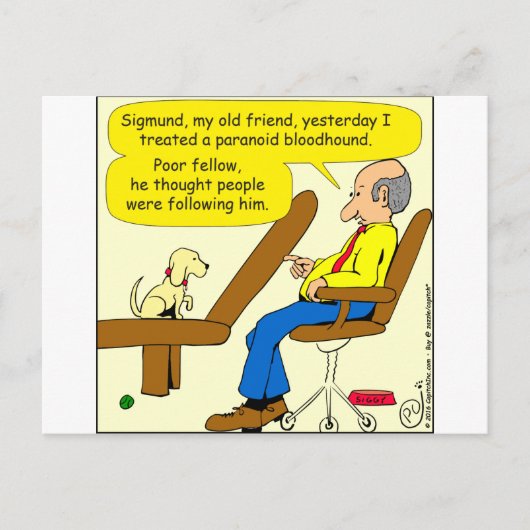 cartoon met paranoïde bloedhond briefkaart (Voorkant)