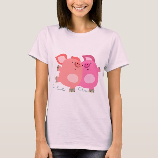 Cartoon met rolschaatsen, vrouwen T-shirt (Voorkant)