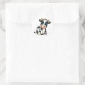 cartoon met schattig kalf ronde sticker (Tas)