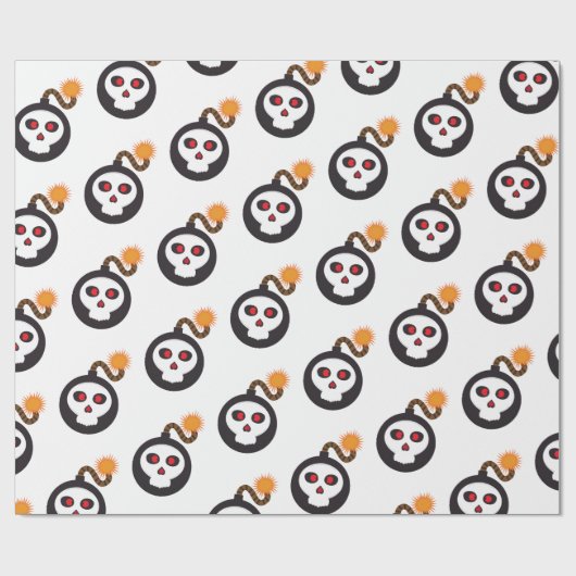 cartoon met schedelbom cadeaupapier (Vlak)