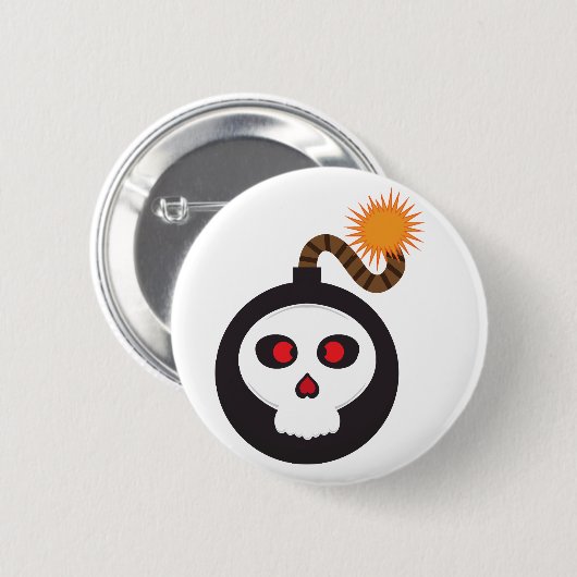 cartoon met schedelbom ronde button 5,7 cm (Voorkant /achterkant)