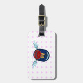 Cartoon met schil en roze harten bagagelabel (Voorkant verticaal)