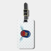 Cartoon met schotel en sterren bagagelabel (Voorkant verticaal)