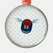 Cartoon met schotel en sterren metalen ornament (Voorkant)