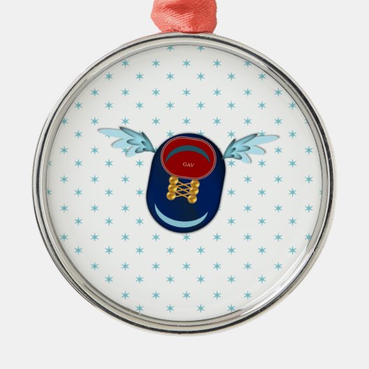 Cartoon met schotel en sterren metalen ornament (Voorkant)