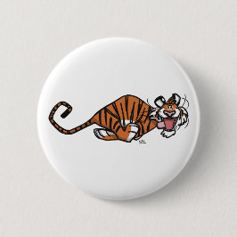 Cartoon met tijger ronde button 5,7 cm
