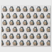 Cartoon met vrolijk verjaardagsteken cadeaupapier (Vlak)