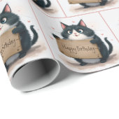 Cartoon met vrolijk verjaardagsteken cadeaupapier (Rol Hoek)