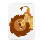 Cartoon met zelfliefhebbers Lion Dad & Cub Flexibl Magneet (Verticaal)