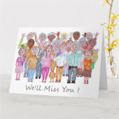 Cartoon met zielige mensen die afscheid nemen kaart (Gele Bloem)