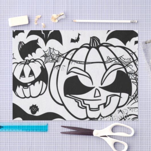 Cartoon met zwarte en witte hallowen tissuepapier (Craft)