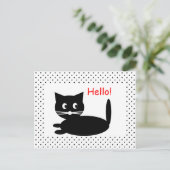Cartoon met zwarte kat - Briefkaart (Staand voorkant)