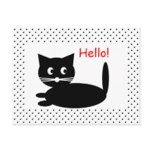 Cartoon met zwarte kat - Briefkaart