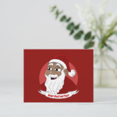 Cartoon met zwarte kerstman glimlachen briefkaart (Staand voorkant)