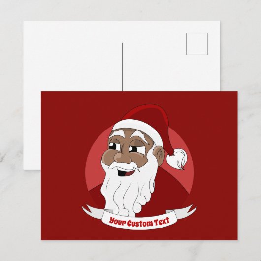 Cartoon met zwarte kerstman glimlachen briefkaart (Voorkant / Achterkant)