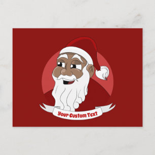 Cartoon met zwarte kerstman glimlachen briefkaart