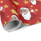 Cartoon met zwarte kerstman glimlachen cadeaupapier (Rol Hoek)